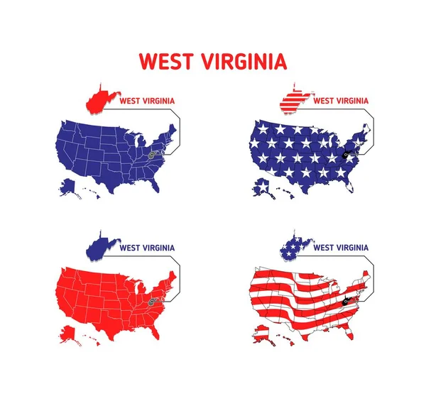 West Virginia Map Usamap Usa Map Usa Flag Design Illustration — Archivo Imágenes Vectoriales