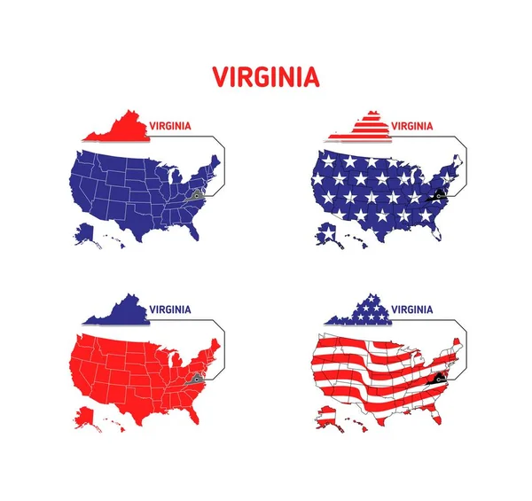 Virginia Karte Mit Flagge Design Illustration Vektor Eps Format Passend — Stockvektor
