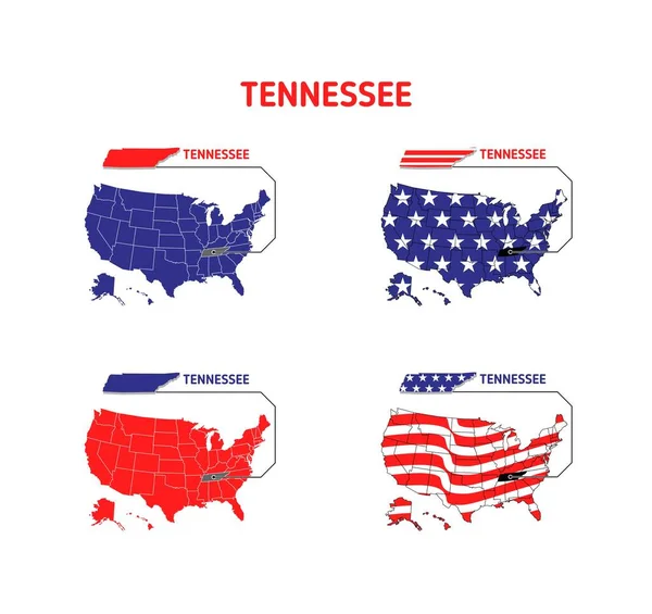 Tennessee Map Usa Flag Design Illustration Vector Eps Format Suitable — Stock Vector