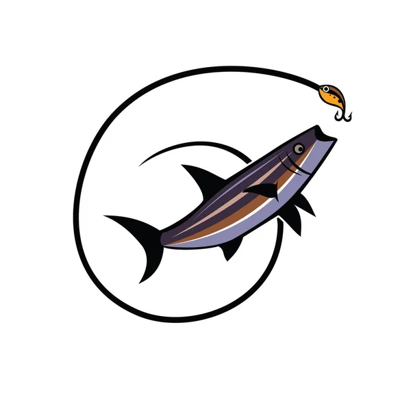 Cobia Balık Logosu Tasarımı Illüstrasyonu — Stok Vektör