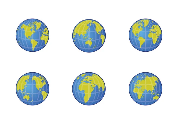 Set Mappamondo Disegno Illustrazione — Vettoriale Stock