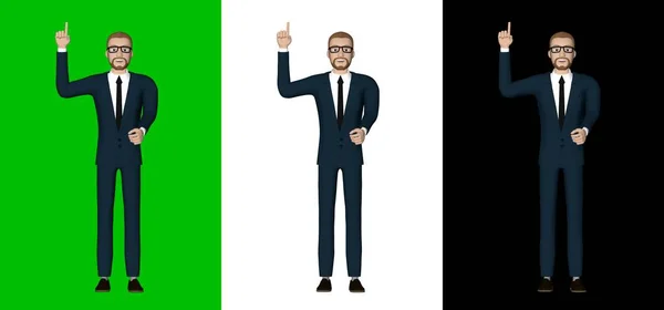 Businessman Character Pointing Illustration Image Isolated Background — Stok Foto