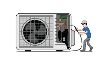 HVAC service with character design illustration vector eps format , suitable for your design needs, logo, illustration, animation, etc.