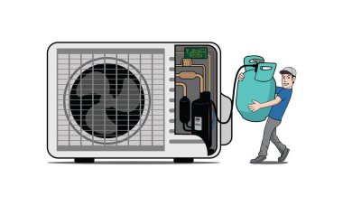 HVAC service with character design illustration vector eps format , suitable for your design needs, logo, illustration, animation, etc.