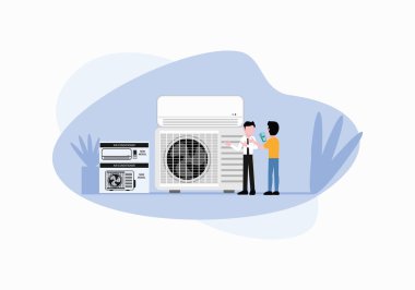 HVAC pazarlama tasarım illüstrasyon vektörü biçimi, tasarım ihtiyaçlarınız, logonuz, illüstrasyonunuz, animasyonunuz vs. için uygundur.