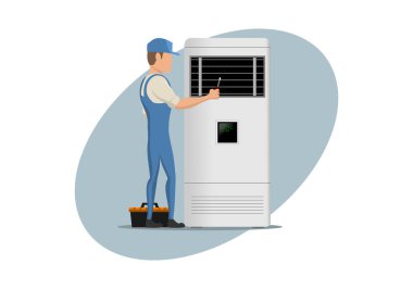 HVAC service character design illustration vector eps format , suitable for your design needs, logo, illustration, animation, etc.