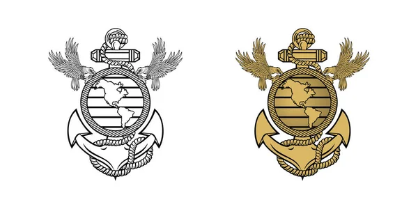 United State Marine Corps Eagle Globe Anchor Ega Design Illustration — Stock Vector
