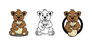 Bear Karikatür Karakteri tasarım tasarımı illüstrasyon vektörü biçimi, tasarım ihtiyaçlarınız, logonuz, illüstrasyonunuz, animasyonunuz vs. için uygundur.