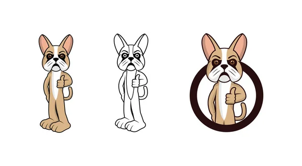 Французский Bulldog Cartoon Design Вектор Дизайна Иллюстрации Eps Формат Подходящий Лицензионные Стоковые Иллюстрации