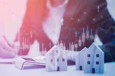 Tasarruf Bankası ev finans kavramı, konut ve sıra büyümesi, borsa veya önx ticaret grafiği ve şamdan grafiği mali yatırım parası, döviz kuru geçmişi için uygundur
