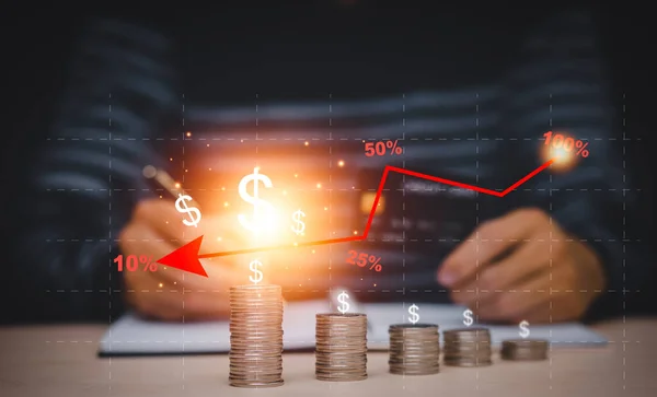 Saving Ideas Investment Budget Finance Business Liabilities Concept Businessman Writing — Stockfoto