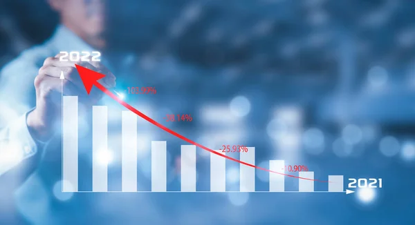 Business Growth Data Chart 다이어그램 2022 Businessman Indicating Brave Business — 스톡 사진