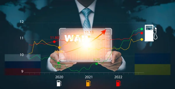 Olie Marktgrafiek Van Het Bedrijfsleven Handel Verliezen Tijdens Oorlog Business — Stockfoto