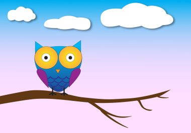 ağaç çizimi üzerinde baykuş