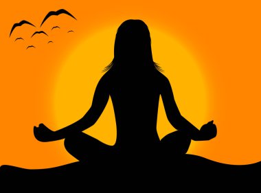 Sahilde kadın sillhouette