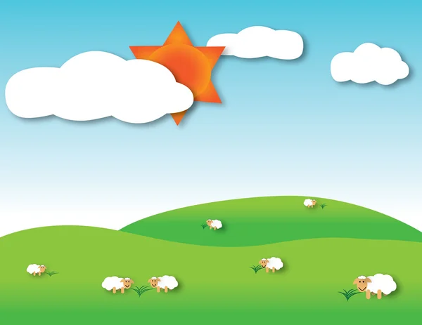 Sheep on meadow on summer — Stock Vector