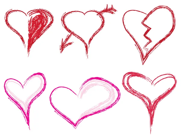 Drawing hearts collection — Stock Vector