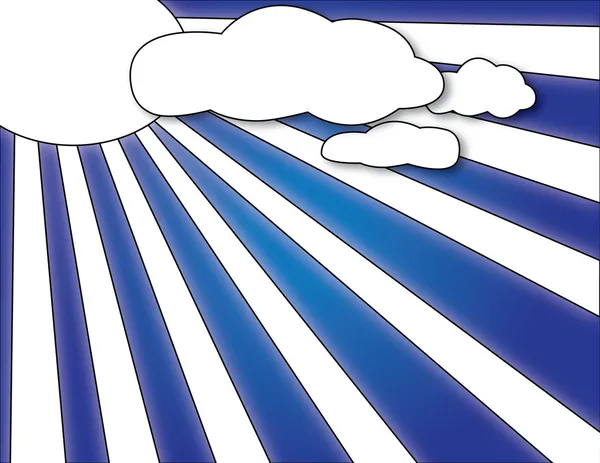 Comics Sonne mit Wolken — Stockvektor