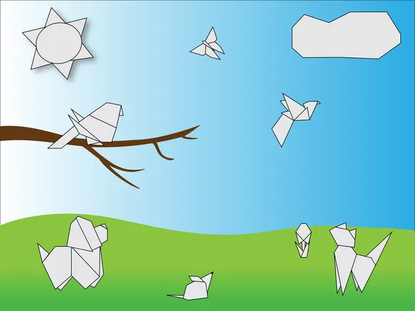 Origami zvířata — Stockový vektor