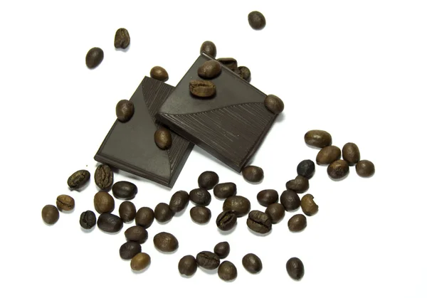 Coffee beans with chocolate — Stock Photo, Image