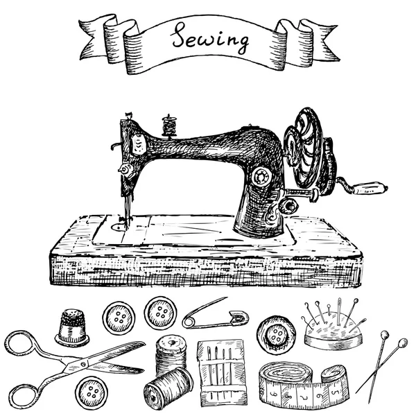 Máquina de coser — Vector de stock