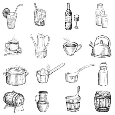 Drinks and tableware clipart