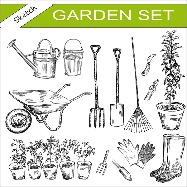 Trädgård set — Stock vektor