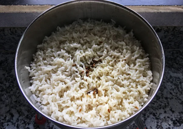 2021 Freshly Boiled Steamed Jira Rice Bowl Lok Gram Kalyan — Stock Photo, Image