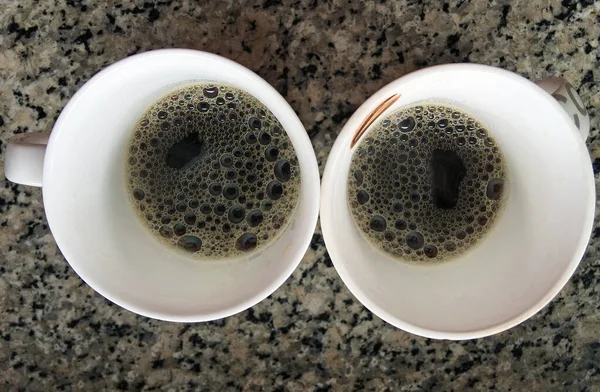 Jun 2020 Weiße Tasse Schwarzer Kaffee Auf Grauer Plattform Lokgram — Stockfoto