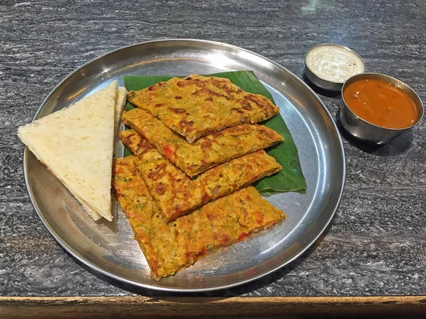 2021 Udupi Estilo Vegan Eggless Omelette Dombivali Maharashtra Índia — Fotografia de Stock