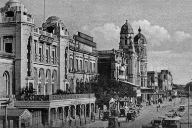 Chowringhee Yolu Kalküta Şimdi Kolkata Batı Bengal Hindistan 'ın Vintage Fotoğrafı