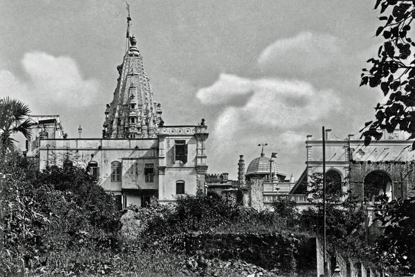 Винтажное Фото Бабульнатха Шивы Храм Бомбей Сейчас Мумбаи Махараштра Индия — стоковое фото