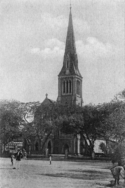 1858年 约翰的纪念教堂被称为阿富汗纪念教堂 Afghan Memorial Church Colaba Bombay Now Mumbai Maharashtra — 图库照片