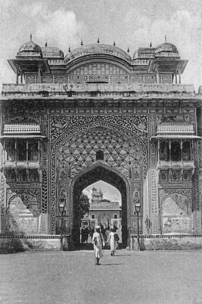 Vintage Foto Entree Poort Van Stad Paleis Jaipur Rajasthan India — Stockfoto