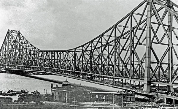 Vintage Photo Cantilever Howrah Bridge Kalkutta Nyugat Bengál India — Stock Fotó