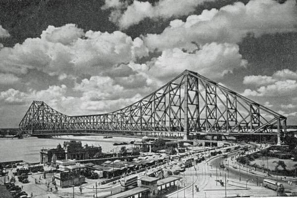 Cantilever 'ın Vintage Fotoğrafı Howrah Köprüsü Kalküta-Batı Bengal-Hindistan