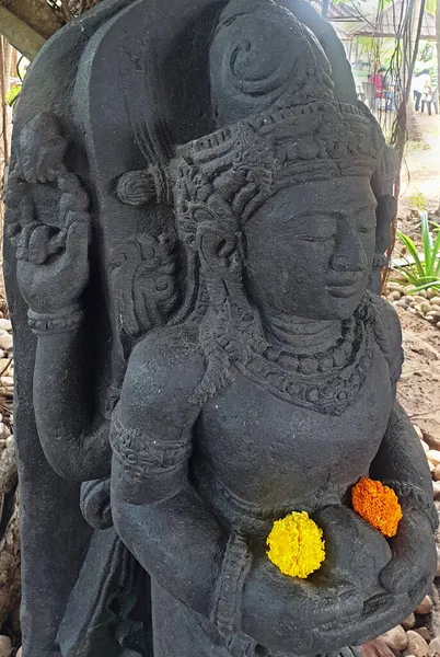 2021 Stone Vishnu Statue Diveagar Beach Raigad District Maharashtra India — 스톡 사진