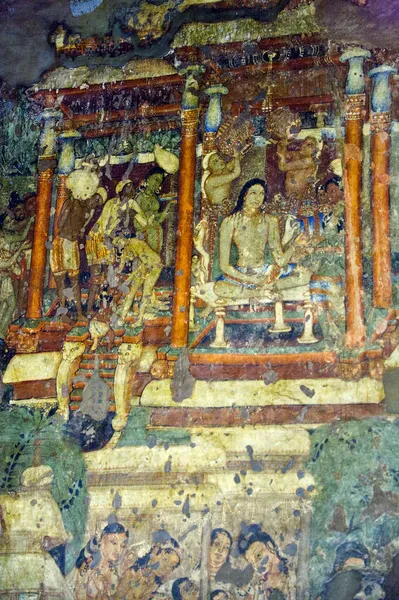 2006 Wall Painting Ajanta Caves Aurangabad Maharashtra India — 图库照片