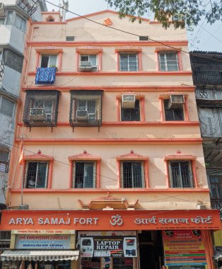 1216 2021 Arya Samaj Mandir, 1926 yılında kuruldu, Mumbai.Perin Nariman Caddesi, Borabazar Bölgesi, Ballard Malikânesi, Fort, Mumbai, Maharash Hindistan
