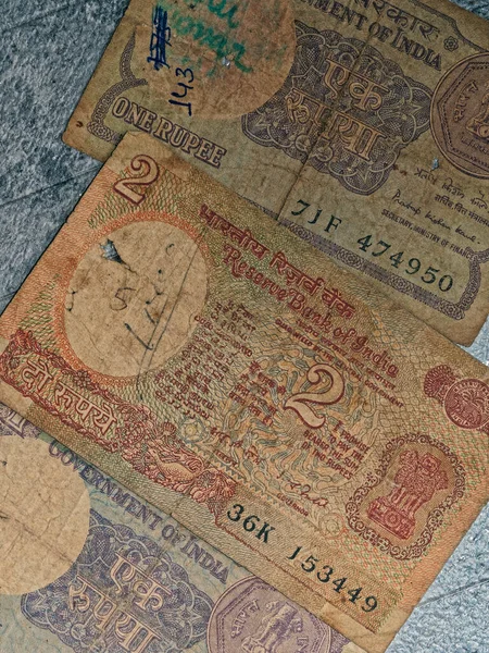 2022 Vintage Bunch Old Money Indian One Two Rupee Bank — Fotografia de Stock