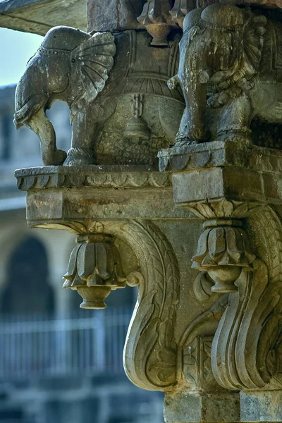 2007 Arkitektur Detalj Elefanter Figur Abhaneri Rajasthan Staten Indienasien — Stockfoto