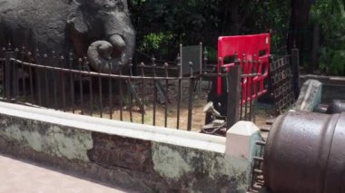 04 19 2022 Fil ve Silahı Byculla Hayvanat Bahçesi, Byculla Doğu, Mumbai Maharashtra Hindistan yakınlarındaki Dr. Bhau Daji Lad Müzesi 'nin dışında tutuluyor..