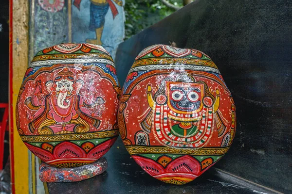 Липня 2007 Ganesh Jagannath Painting Coconut Shell Odisha Folk Artist — стокове фото