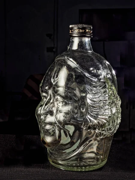 2022 Vintage Empty Liquor Glass Bottle Monk Face Old Monk — 图库照片