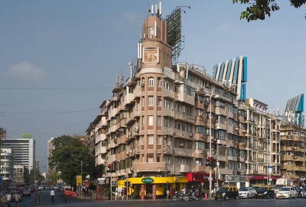 2018 Art Deco Building Clock Tower Two Roads Chowpati Mumbai — стокове фото