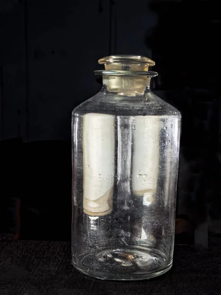 2022 Vintage Pontil Type Bottle Dark Background Studio Shot Lokgram — 图库照片