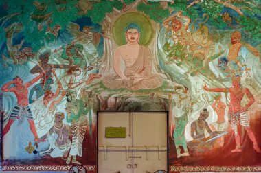 Bo Tree Budist Mulsandh Kutir Vihara Sarnath Uttar Pradesh Hindistan Altında Buda 'nın Yaşamından Sahneler