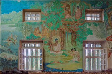 08: 24 Sujata, Sarnatn Uttar Pradesh Hindistan ormanında yaşayan Buda 'ya pirinç sütü ikram ediyor.