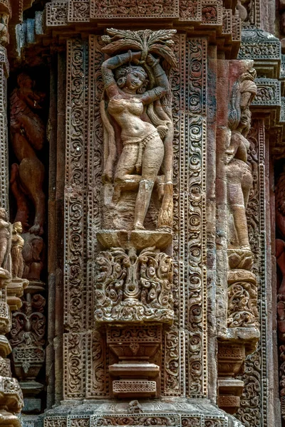 2007 Stone Sculpture Wall Rajarani Temple Bhubaneswar Orissa Orissa India — Fotografia de Stock