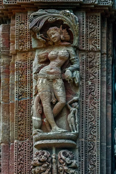 2007 Escultura Pedra Parede Exterior Templo Rajarani Bhubaneswar Orissa Orissa — Fotografia de Stock